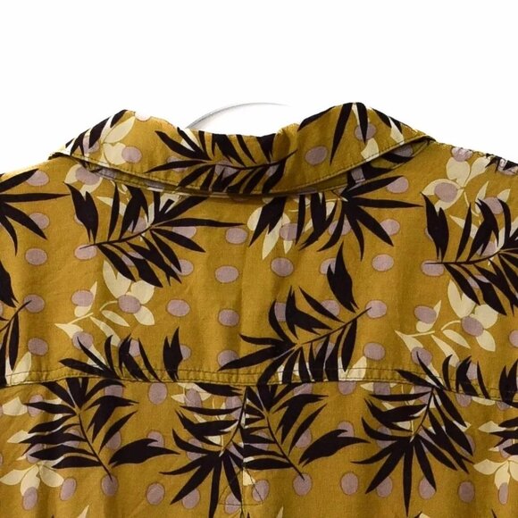 Bruno Banani Mens Caramel Black Button Up Shirt Floral Dot Short Sleeve 2XL - Picture 6 of 9